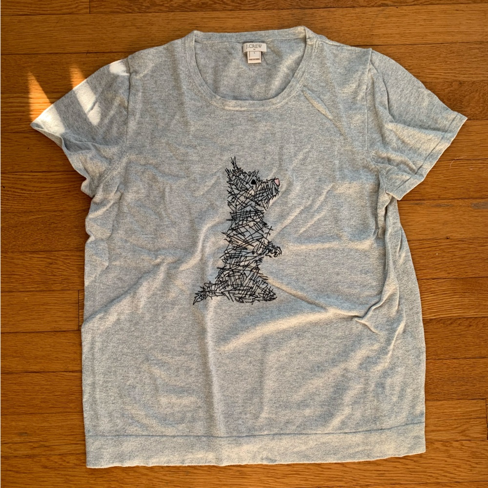 Size L J.Crew grey sweater shirt with dog